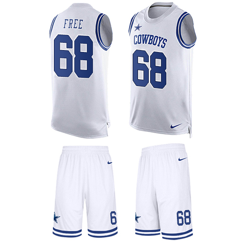 Men's Limited Doug Free Nike Jersey White - #68 Tank Top Suit NFL Dallas Cowboys